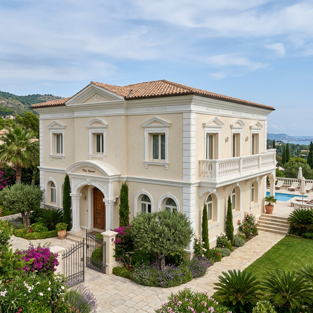 Villa with EPS exterior decorative lines